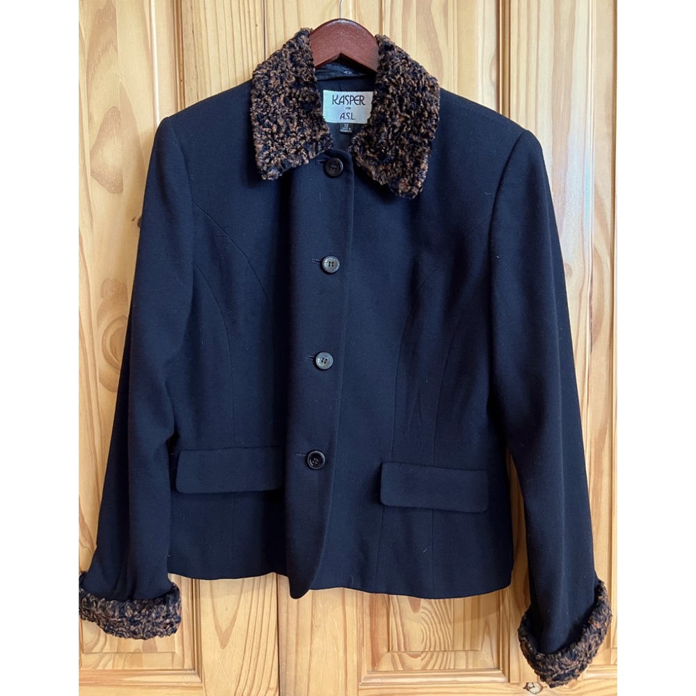 Casper for ASL Vintage Black 80s Blazer with removable collar/sleeve bands lined